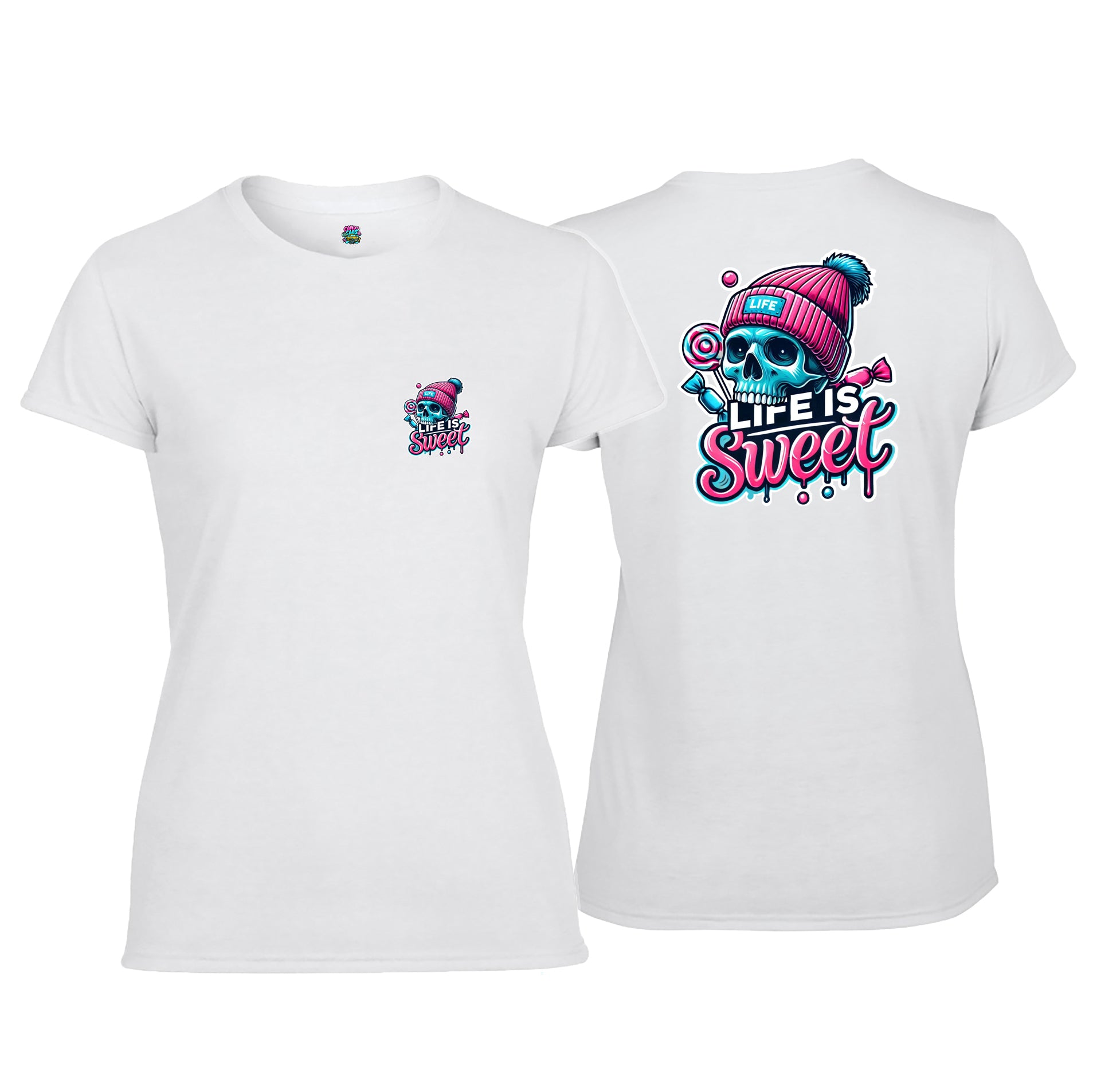 Candy Cabs Life Is Sweet 'Skull' (Bobble Hat) Women's Tshirt