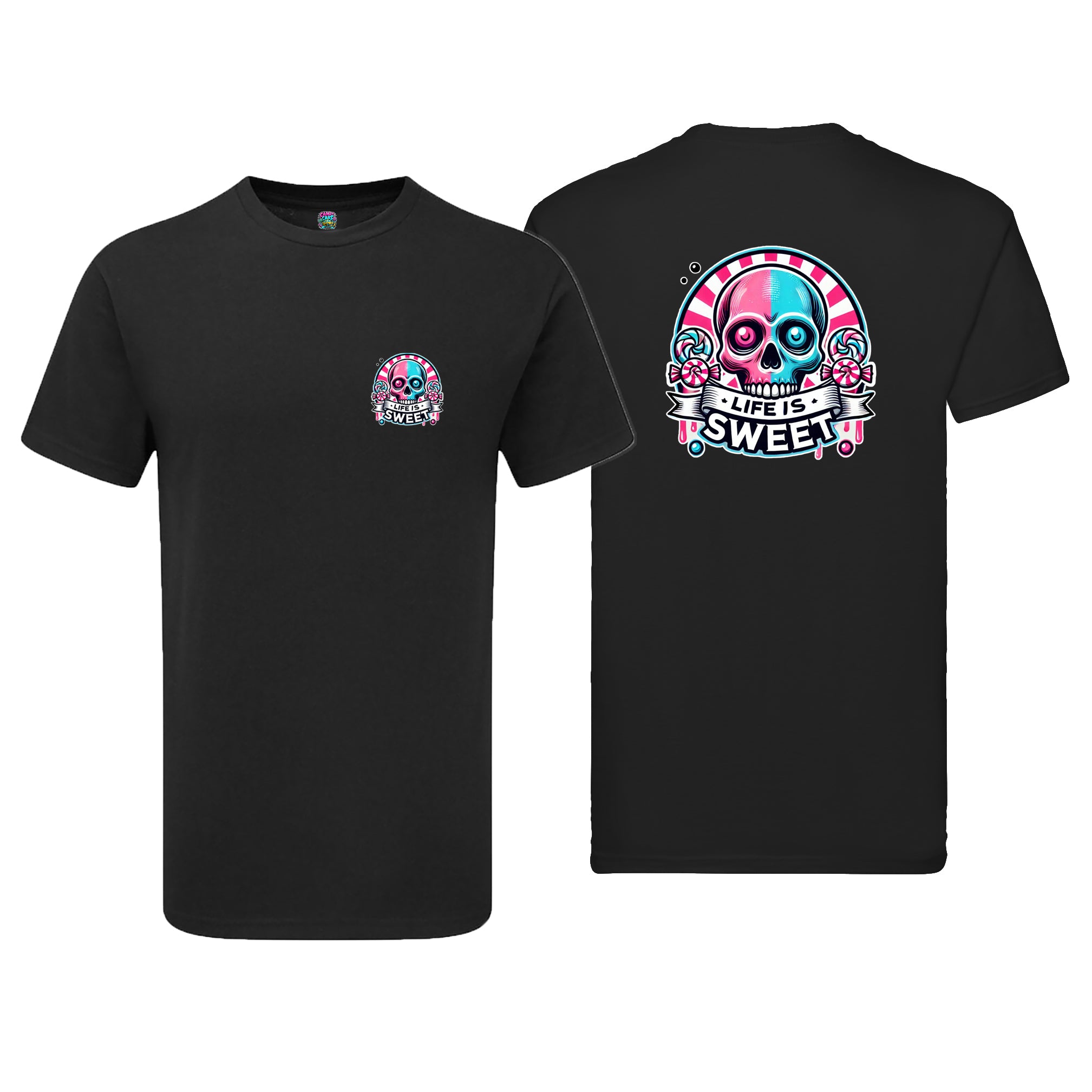 Candy Cabs Life Is Sweet 'Skull' (Stripes) Men's Tshirt