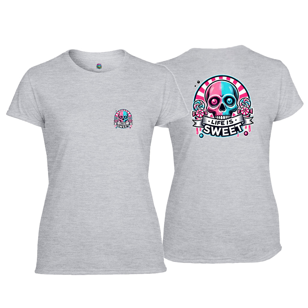 Candy Cabs Life Is Sweet 'Skull' (Stripes) Women's Tshirt