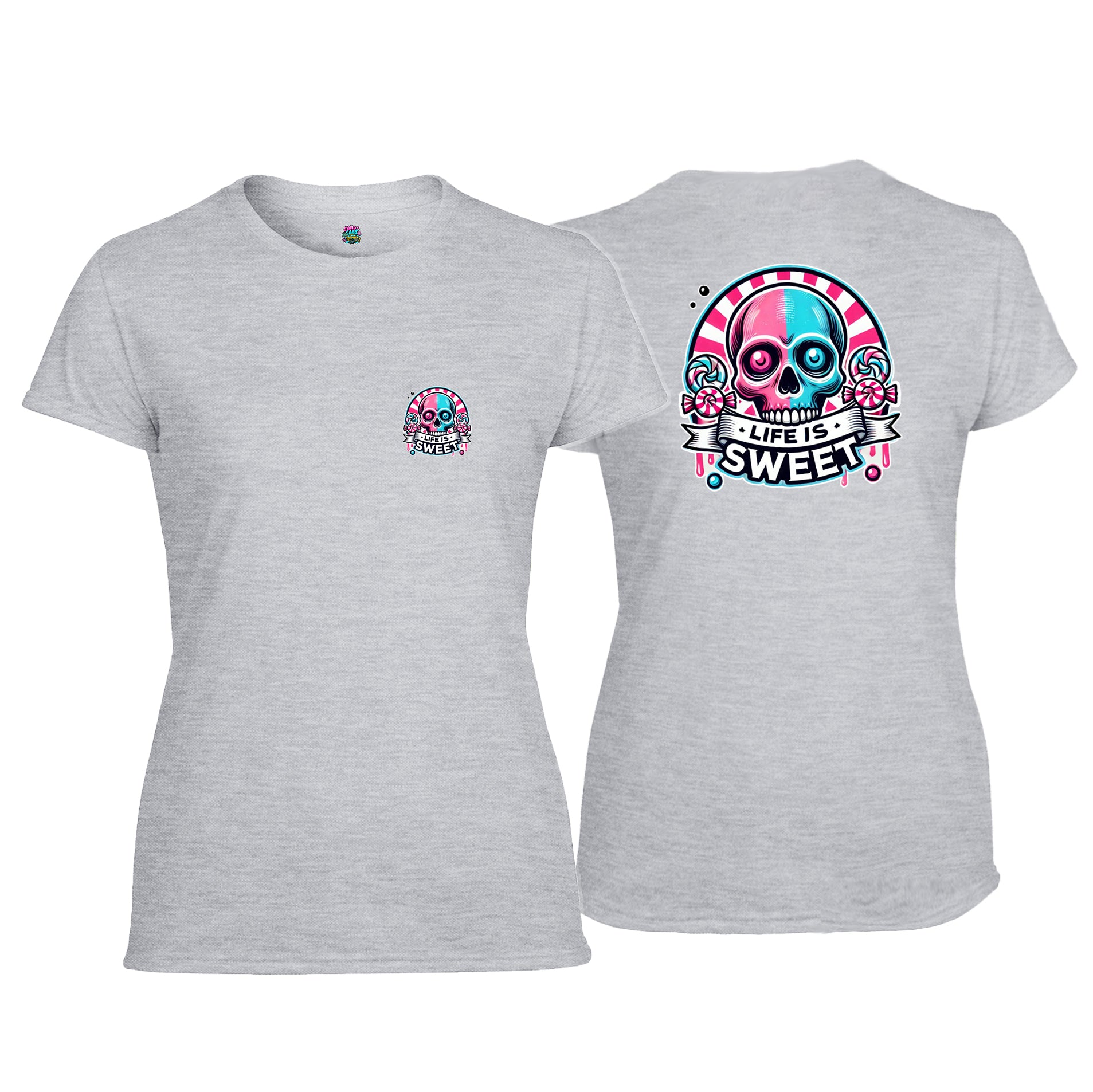 Candy Cabs Life Is Sweet 'Skull' (Stripes) Women's Tshirt