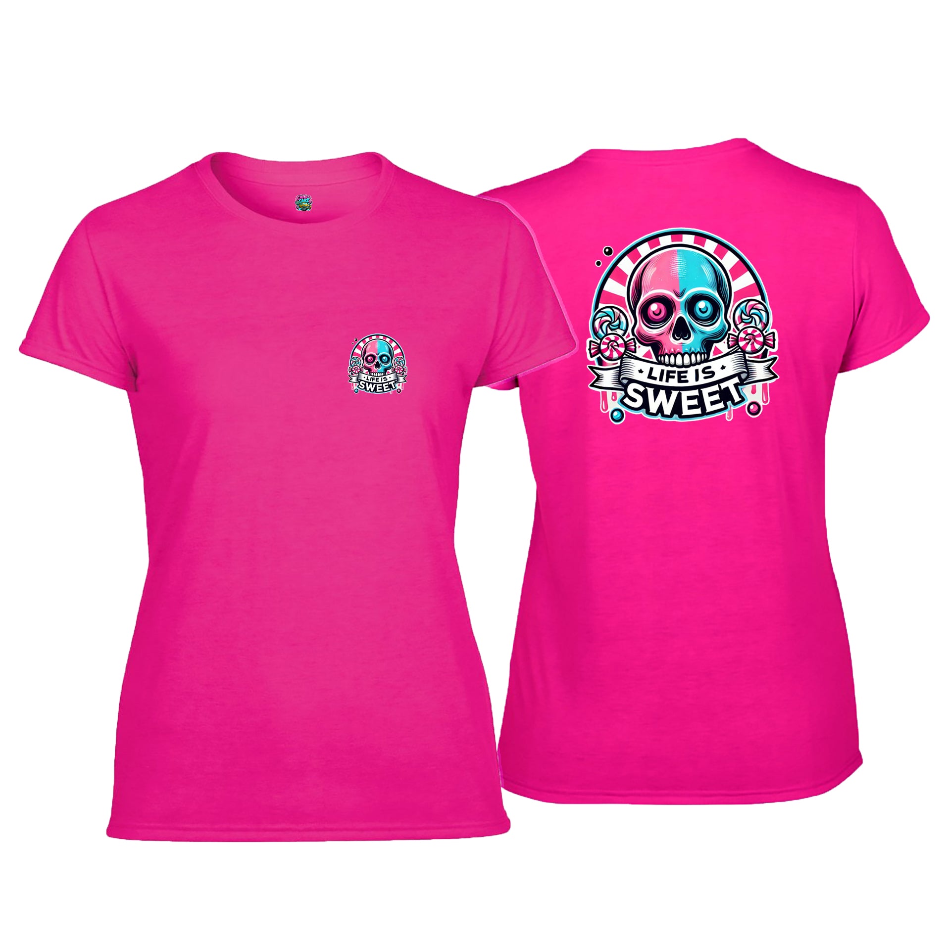 Candy Cabs Life Is Sweet 'Skull' (Stripes) Women's Tshirt