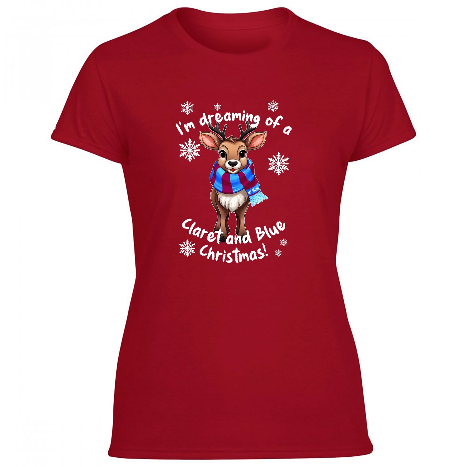 W. Ham Claret & Blue Christmas Reindeer Women's Tshirt