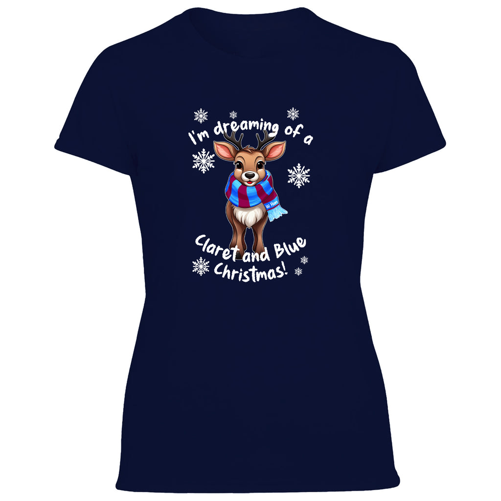 W. Ham Claret & Blue Christmas Reindeer Women's Tshirt