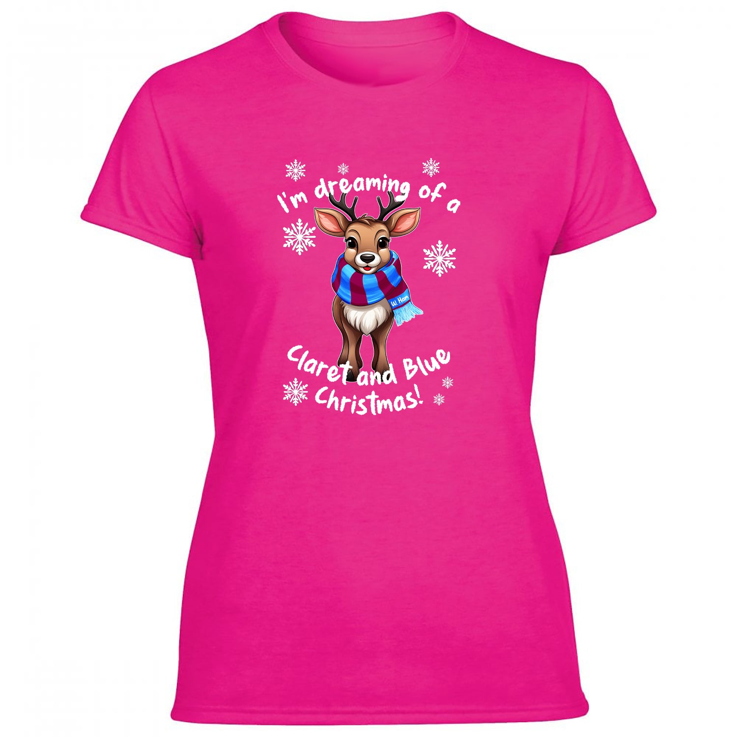 W. Ham Claret & Blue Christmas Reindeer Women's Tshirt