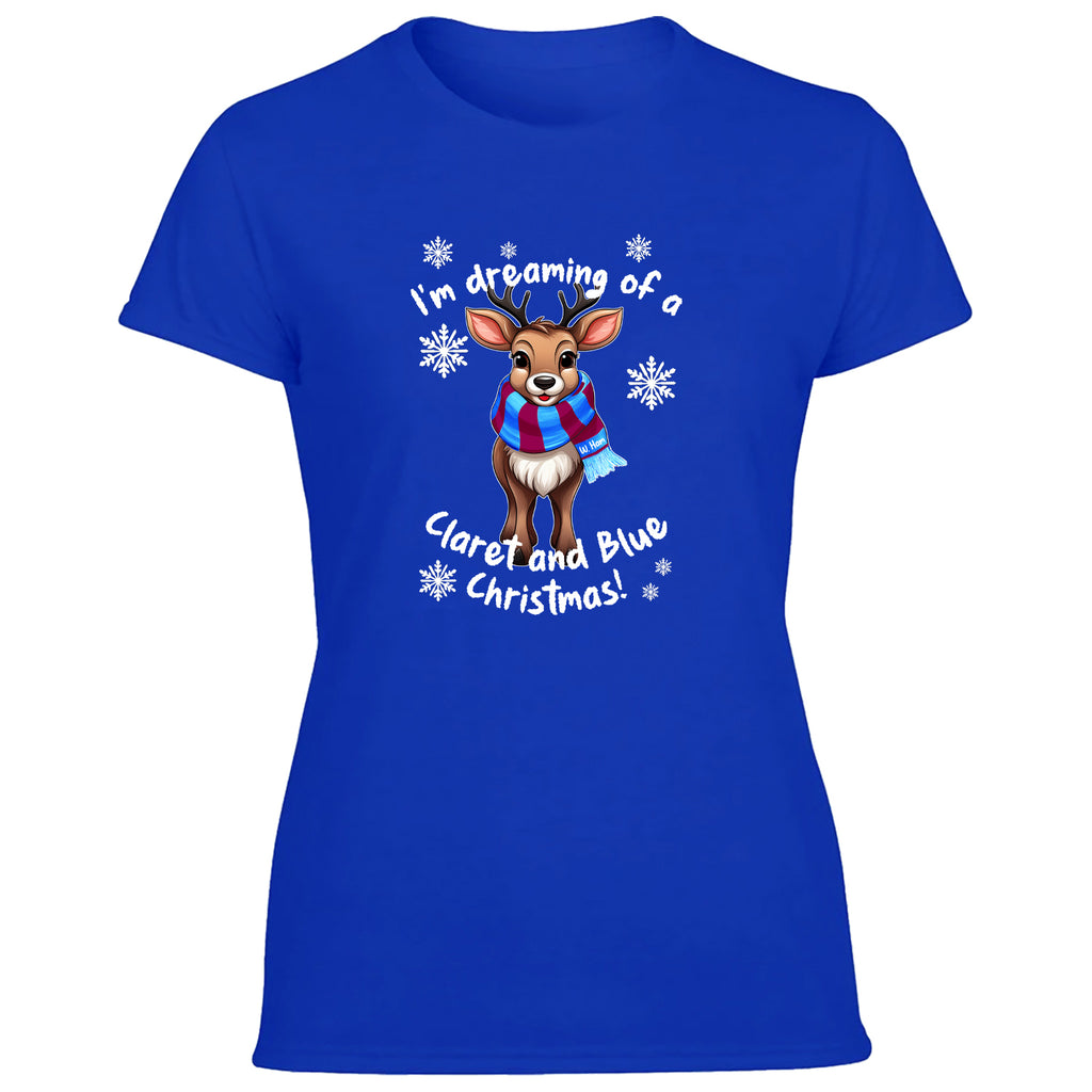 W. Ham Claret & Blue Christmas Reindeer Women's Tshirt