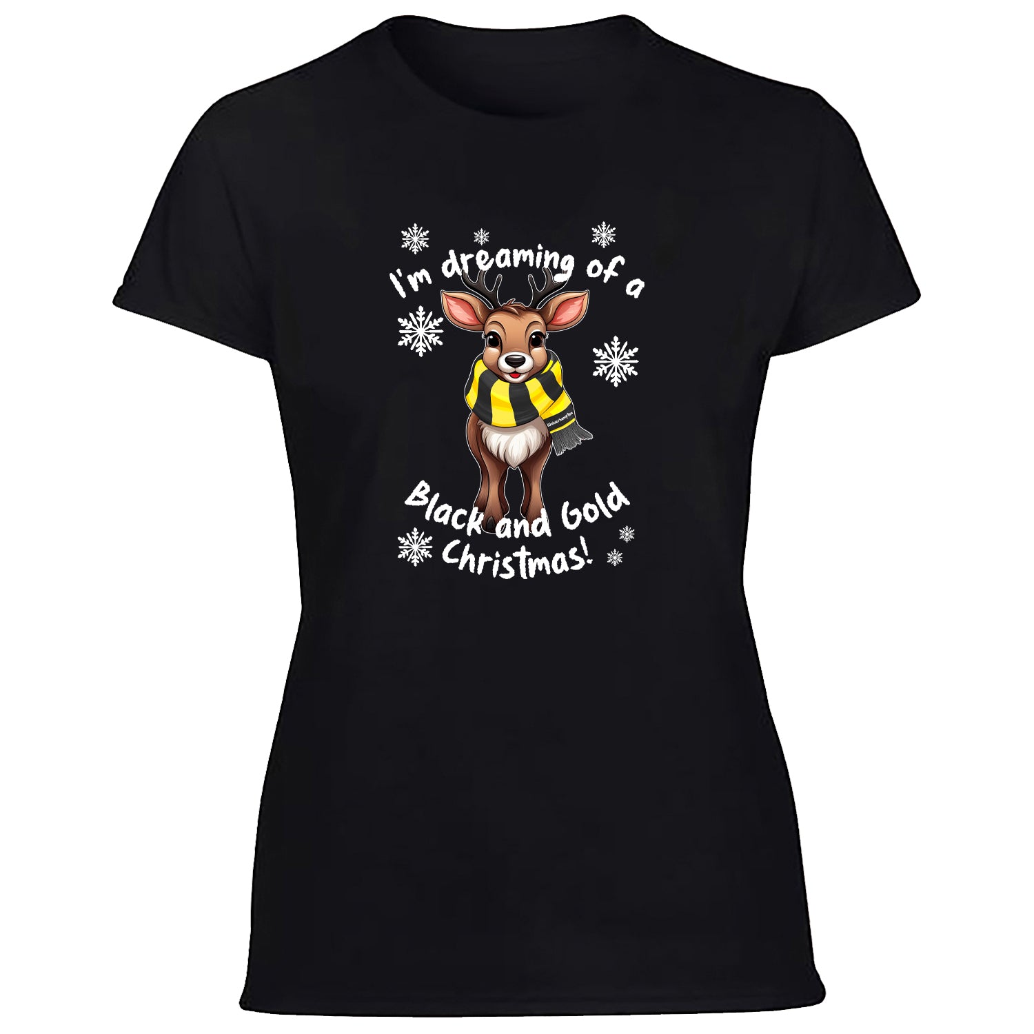 Wolverhampton Black & Gold Christmas Reindeer Women's Tshirt