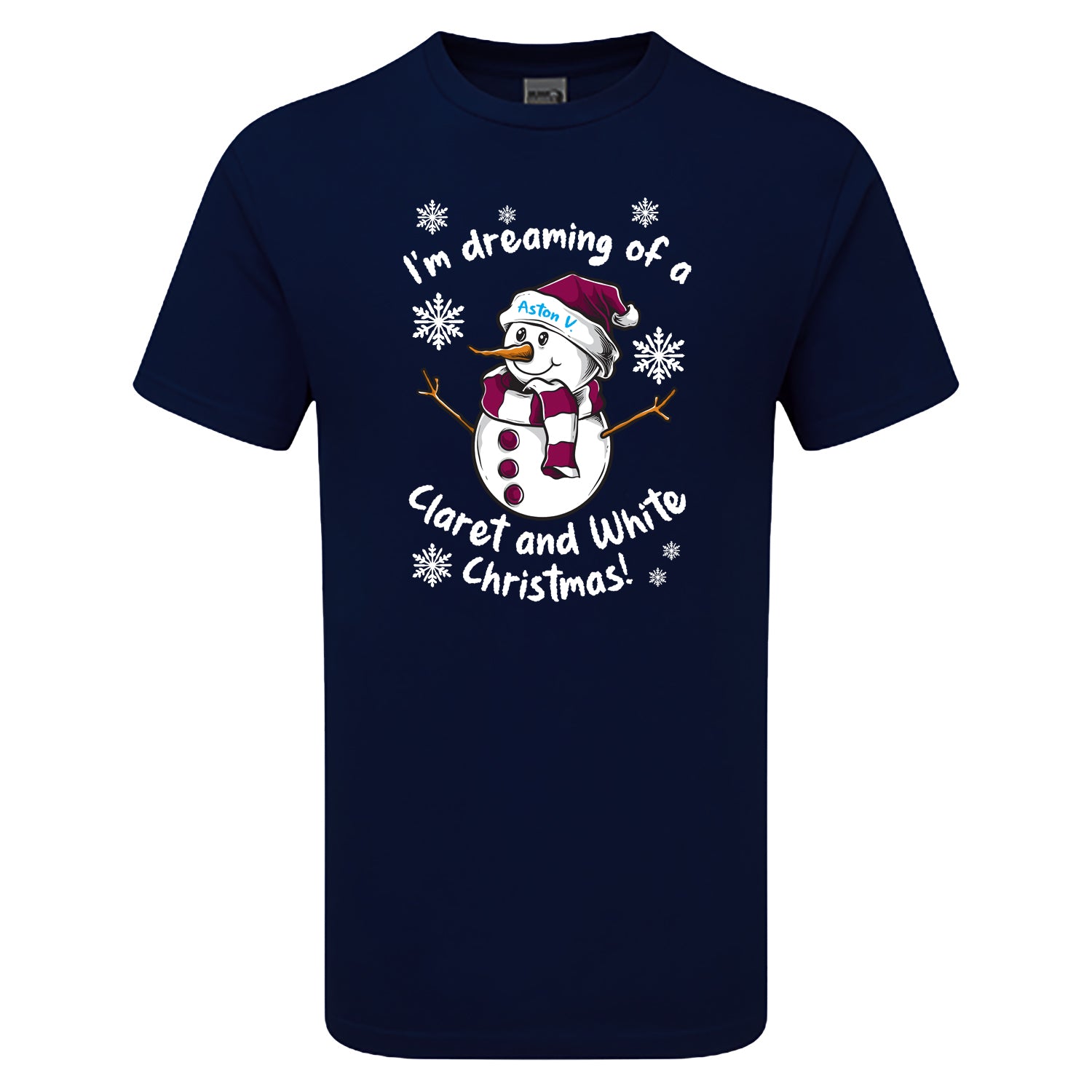 Aston V. Claret & Blue Christmas Snowman Children's Tshirt