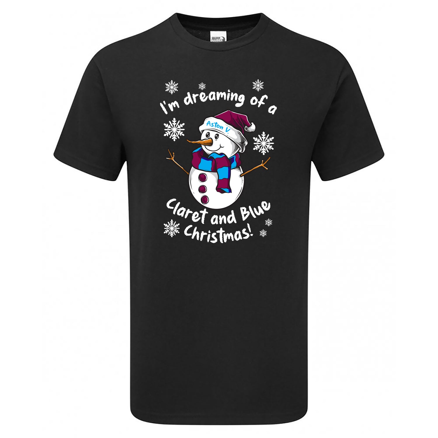 Aston V. Claret & Blue Christmas Snowman Children's Tshirt