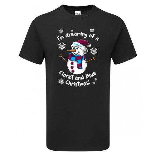 Aston V. Claret & Blue Christmas Snowman Children's Tshirt