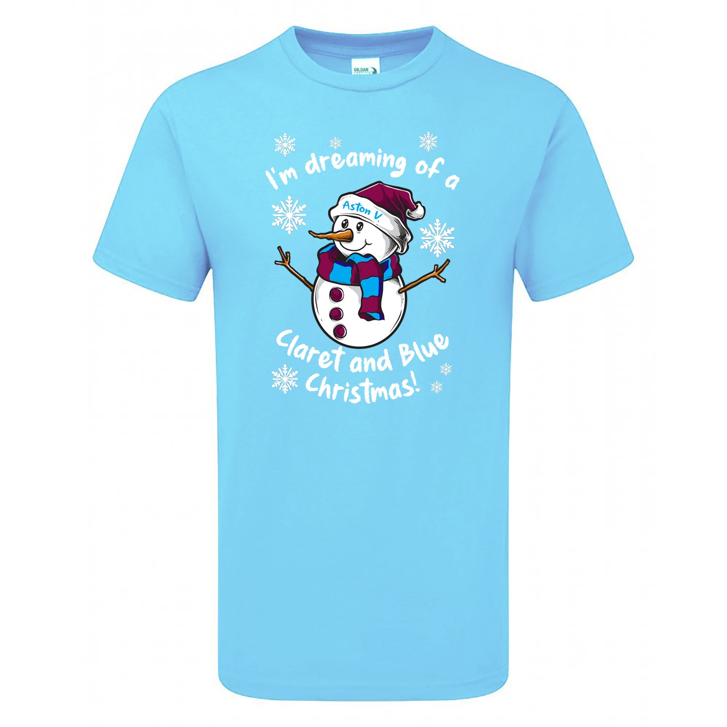 Aston V. Claret & Blue Christmas Snowman Men's Tshirt
