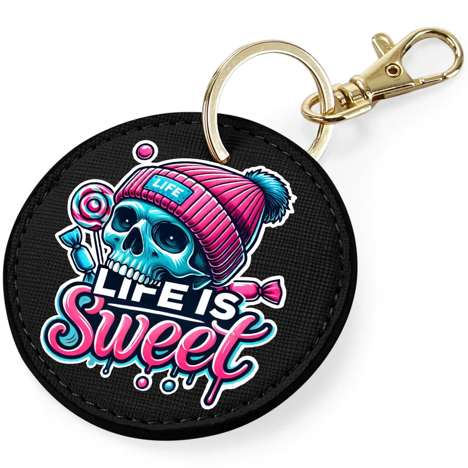 Candy Cabs Life Is Sweet 'Skull' (Bobble Hat) Keyring Bag Charm