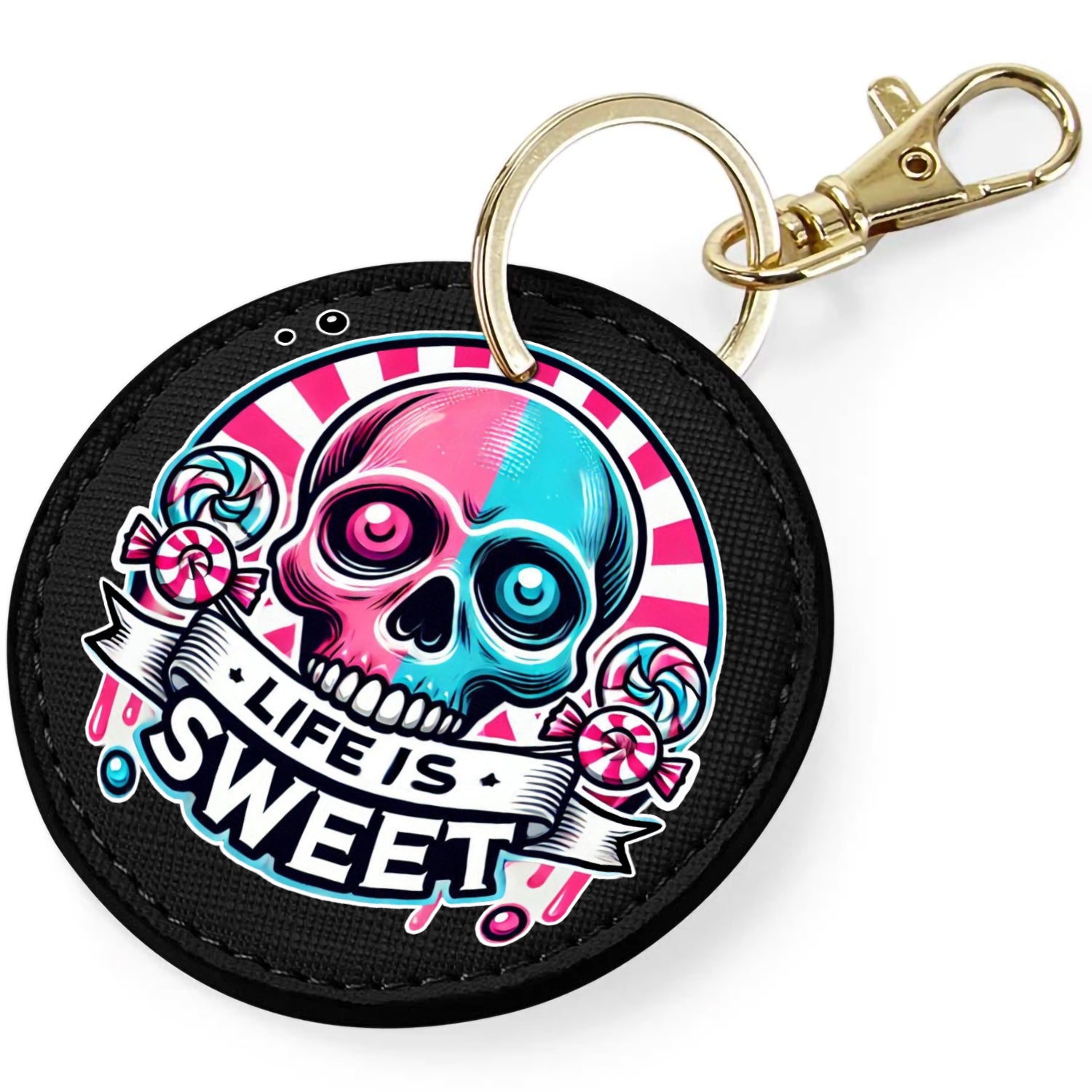 Candy Cabs Life Is Sweet 'Skull' (Stripes) Keyring Bag Charm