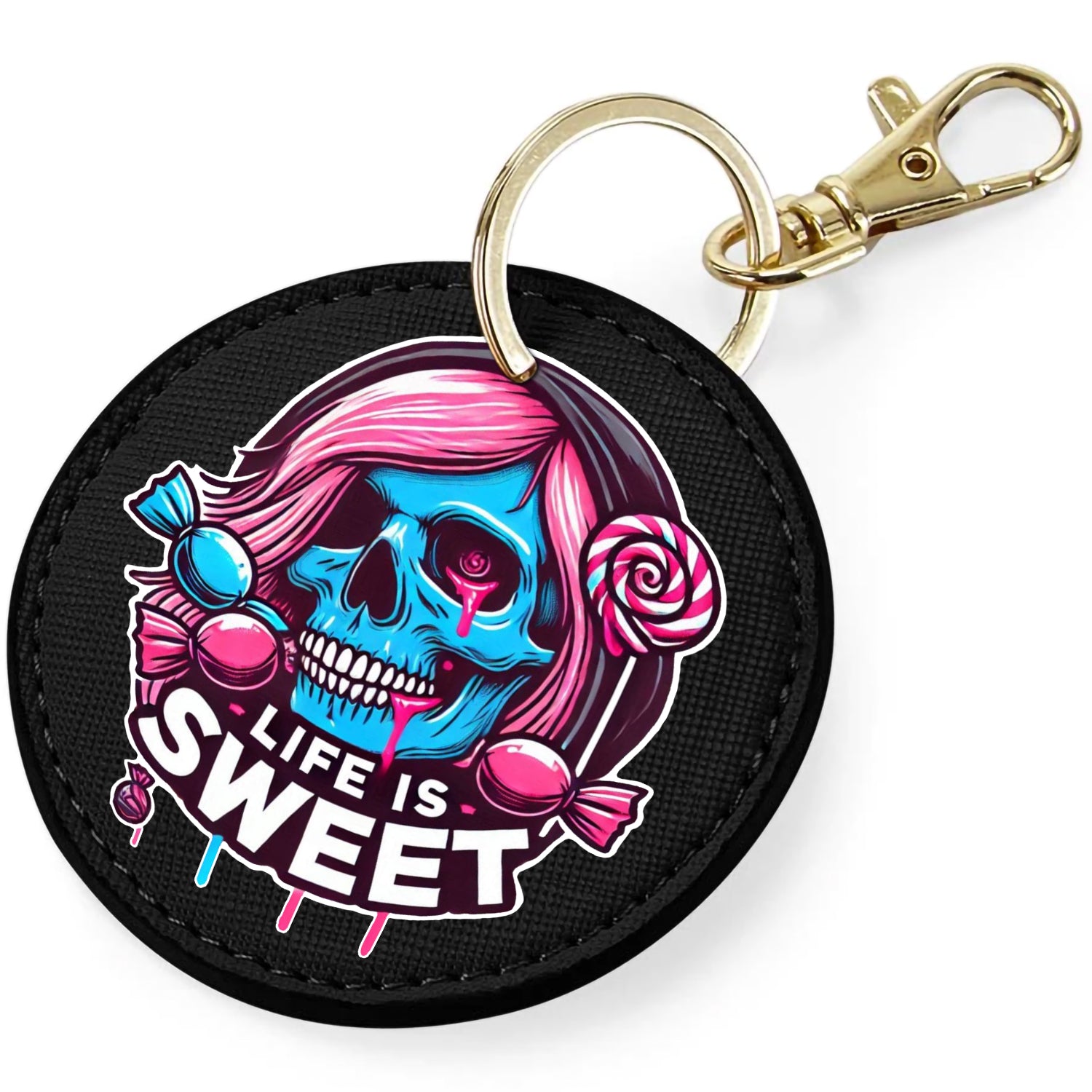 Candy Cabs Life Is Sweet 'Skull' (Long Hair) Keyring Bag Charm