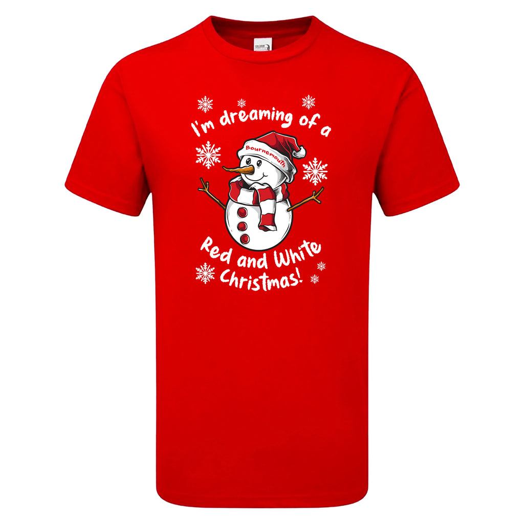 Bournemouth Red & White Christmas Snowman Men's Tshirt