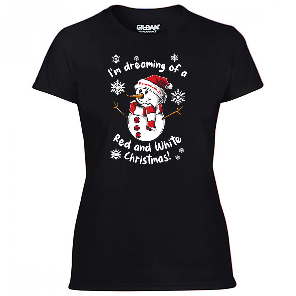 Bournemouth Red & White Christmas Snowman Women's Tshirt