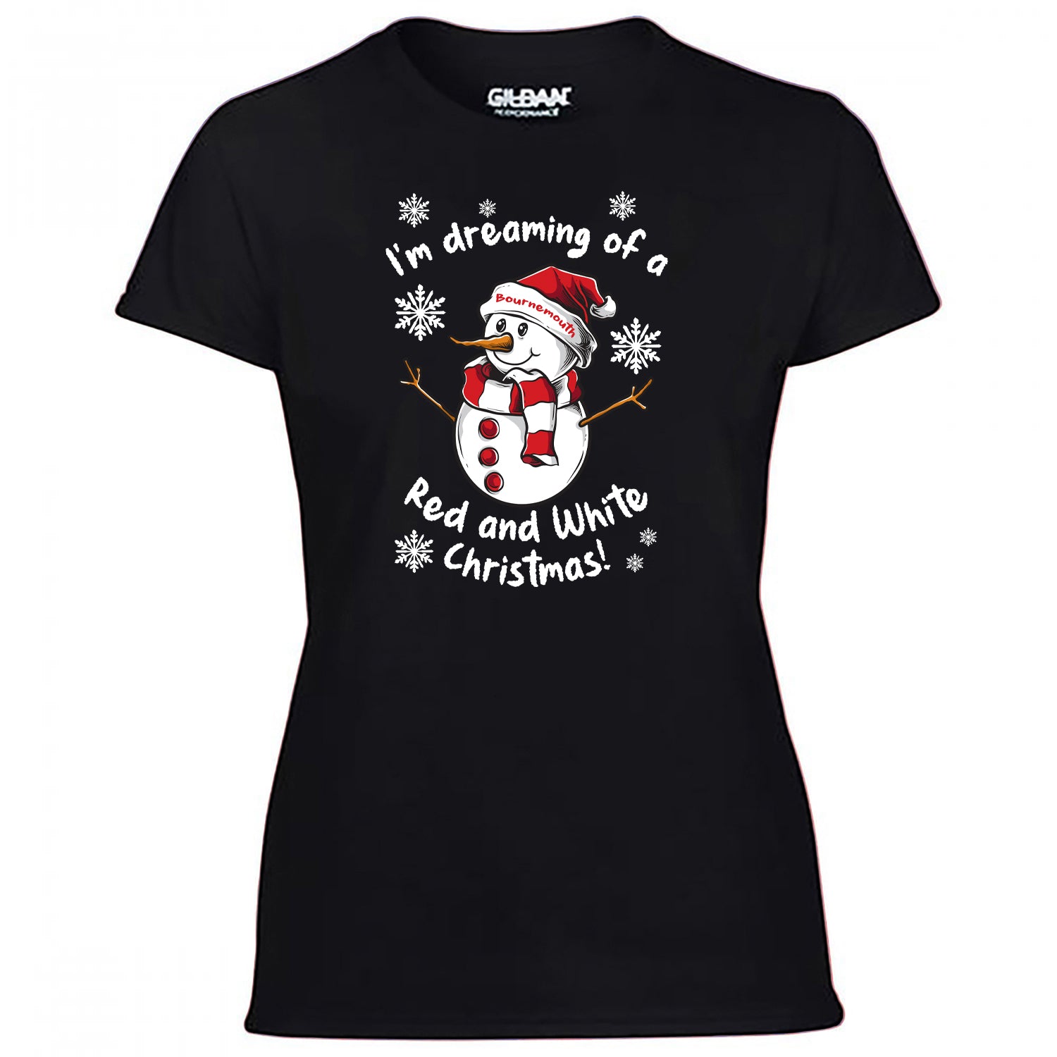 Bournemouth Red & White Christmas Snowman Women's Tshirt