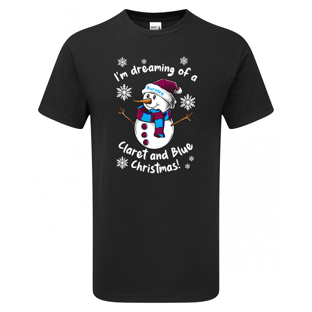 Burnley Claret & Blue Christmas Snowman Men's Tshirt