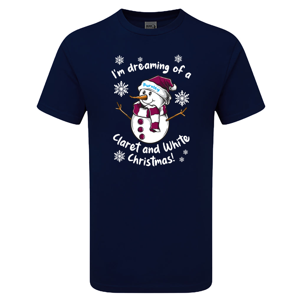 Burnley Claret & Blue Christmas Snowman Men's Tshirt