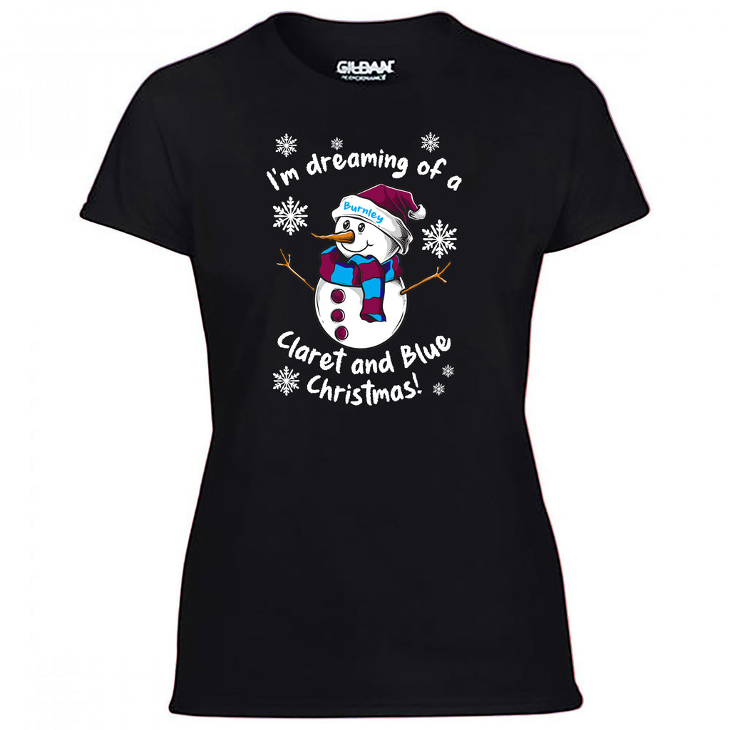 Burnley Claret & Blue Christmas Snowman Women's Tshirt