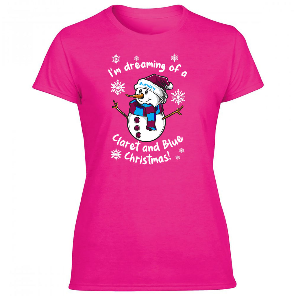 Burnley Claret & Blue Christmas Snowman Women's Tshirt