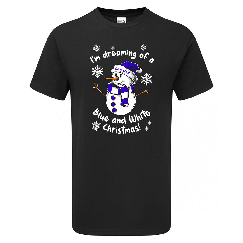 Cardiff Blue & White Christmas Snowman Children's Tshirt