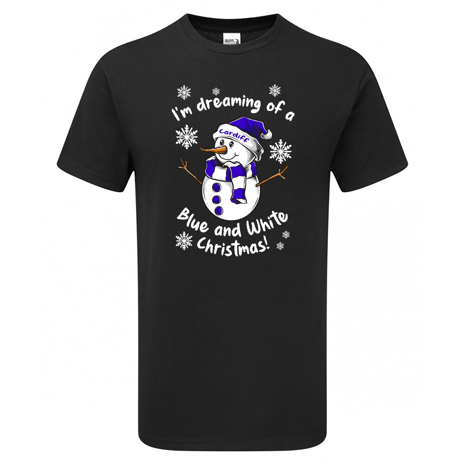 Cardiff Blue & White Christmas Snowman Children's Tshirt