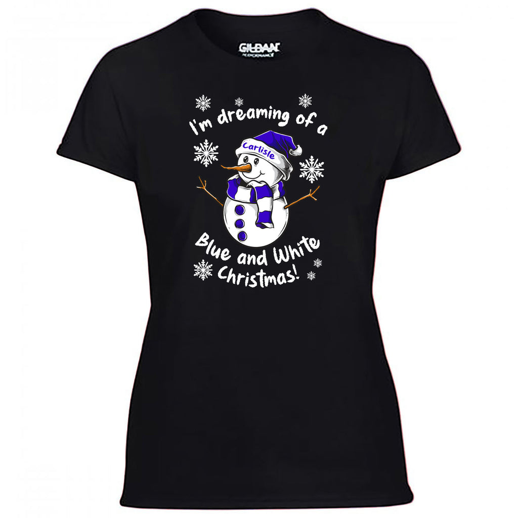 Carlisle Blue & White Christmas Snowman Women's Tshirt