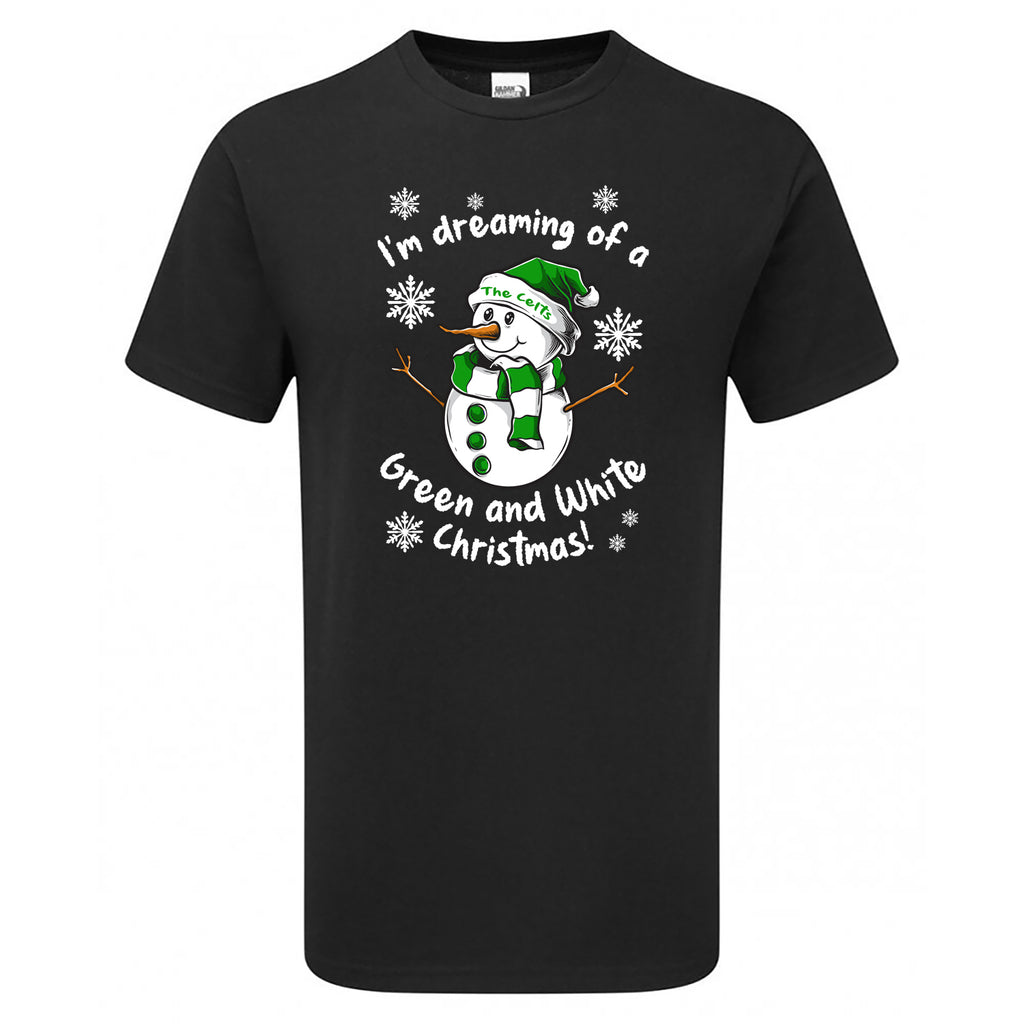Celts Green & White Christmas Snowman Men's Tshirt