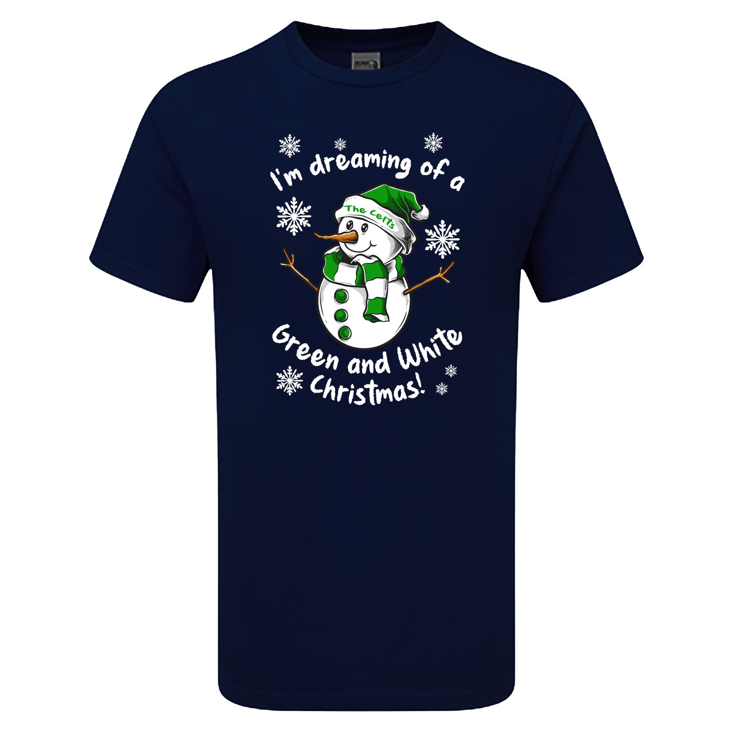 Celts Green & White Christmas Snowman Men's Tshirt