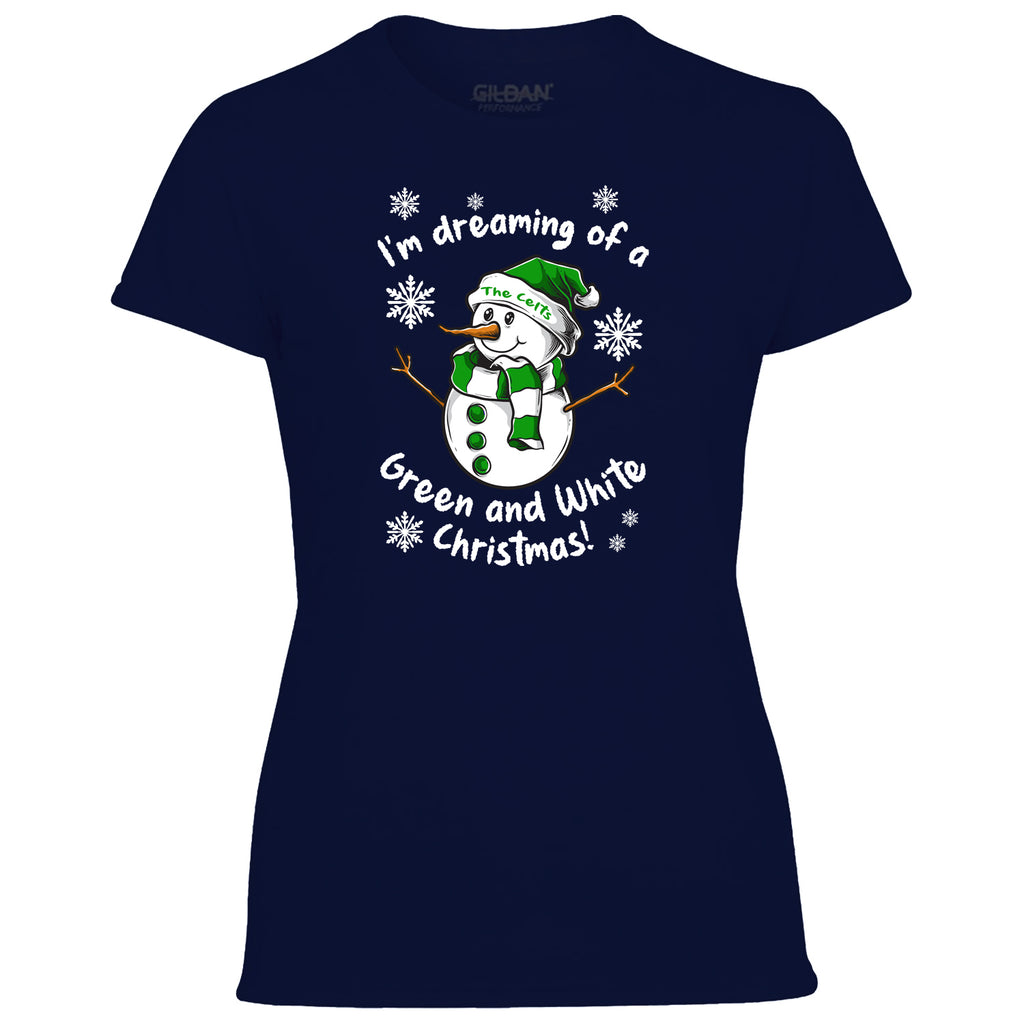 Celts Green & White Christmas Snowman Women's Tshirt