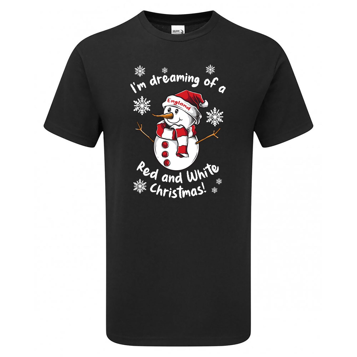 England Red & White Christmas Snowman Children's Tshirt