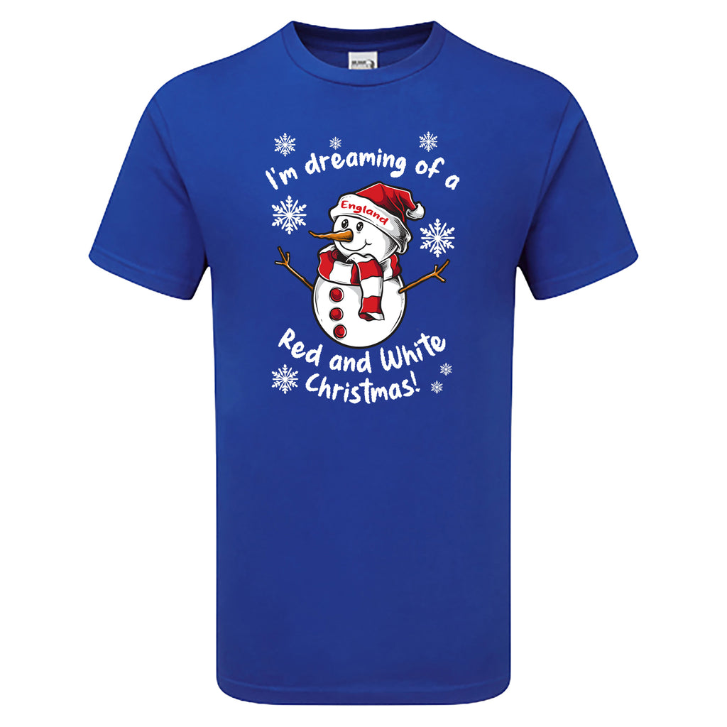 England Red & White Christmas Snowman Men's Tshirt