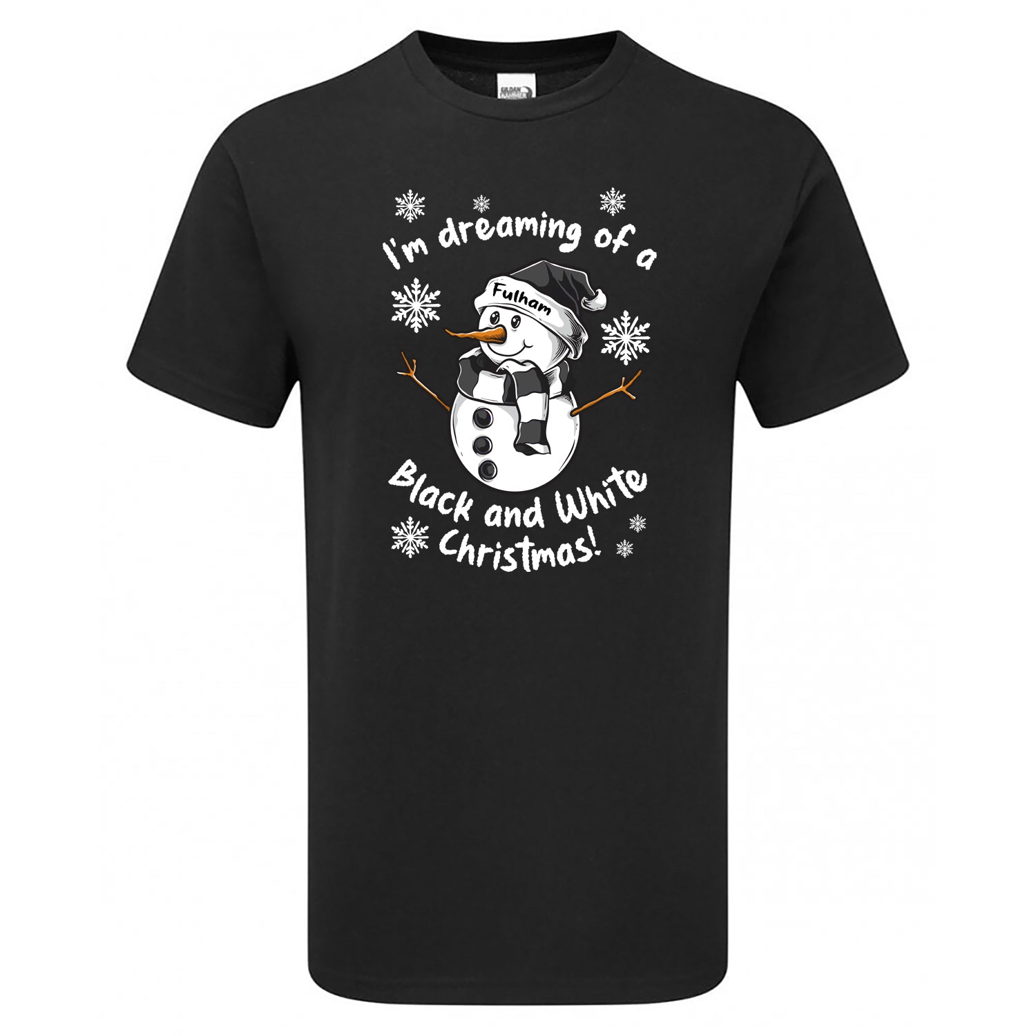 Fulham Black & White Christmas Snowman Children's Tshirt