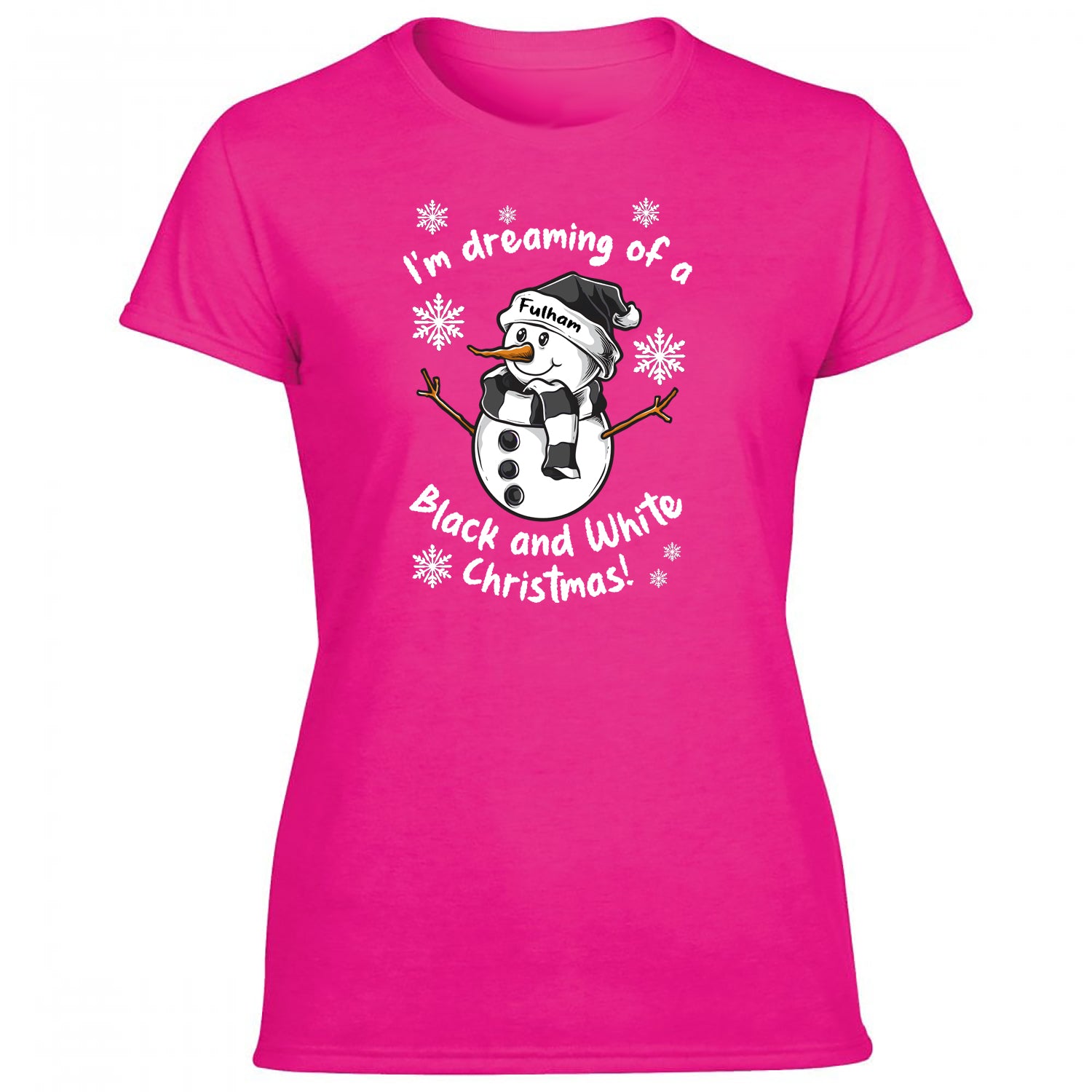 Fulham Black & White Christmas Snowman Women's Tshirt