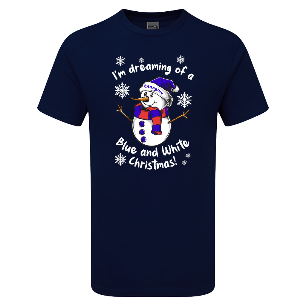 Glasgow Blue & White Christmas Snowman Children's Tshirt