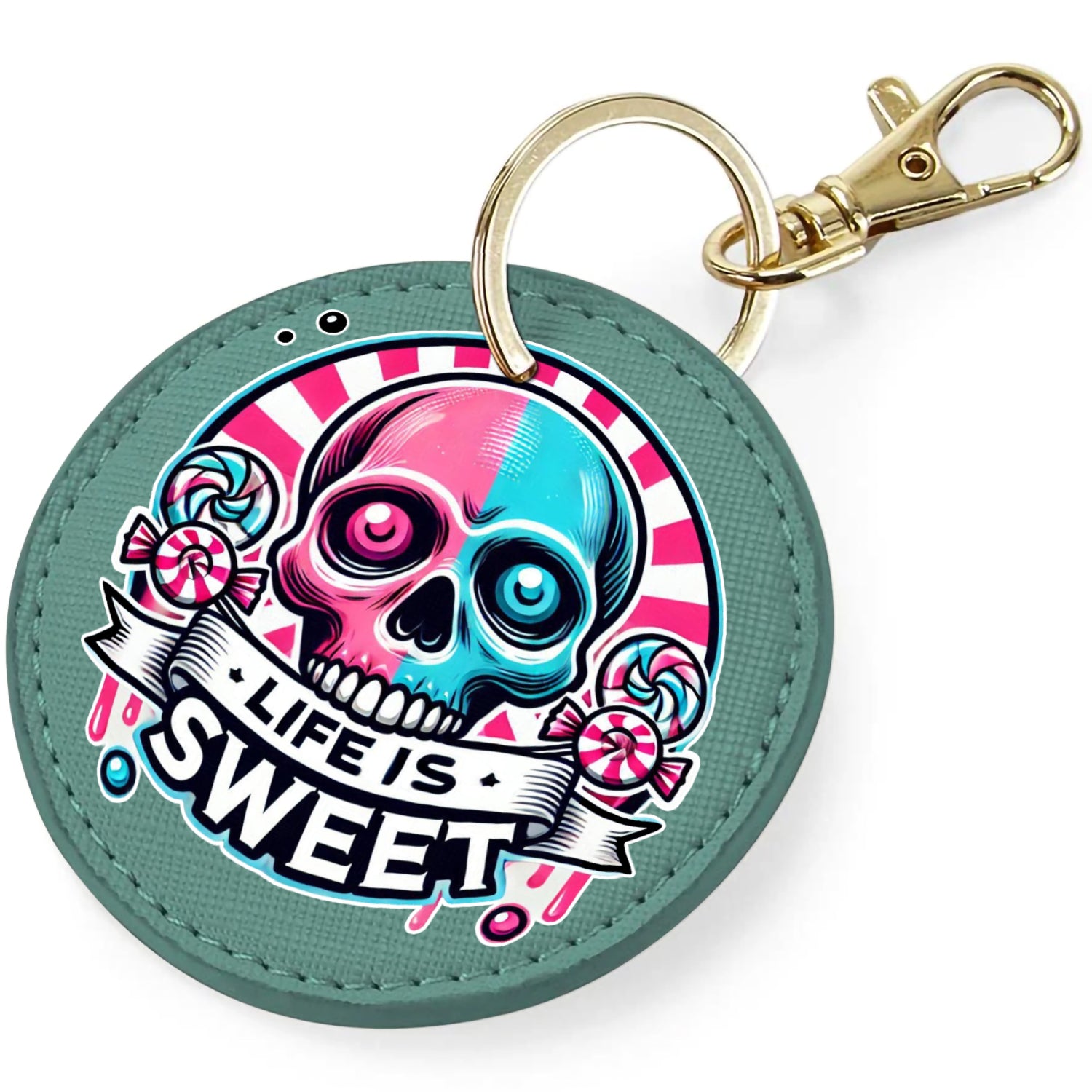 Candy Cabs Life Is Sweet 'Skull' (Stripes) Keyring Bag Charm