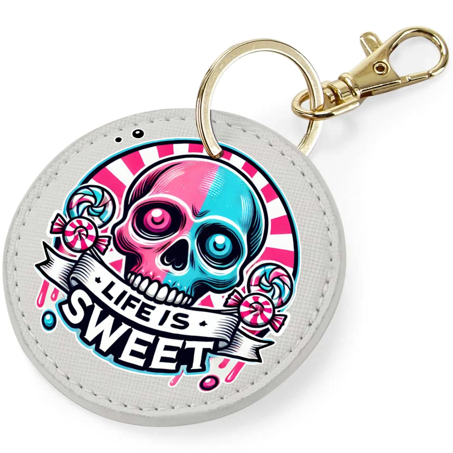 Candy Cabs Life Is Sweet 'Skull' (Stripes) Keyring Bag Charm