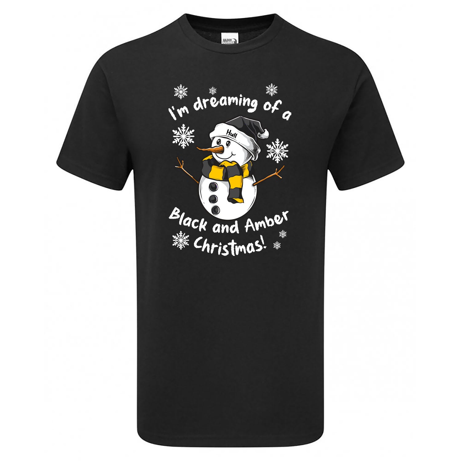 Hull Black & Amber Christmas Snowman Children's Tshirt