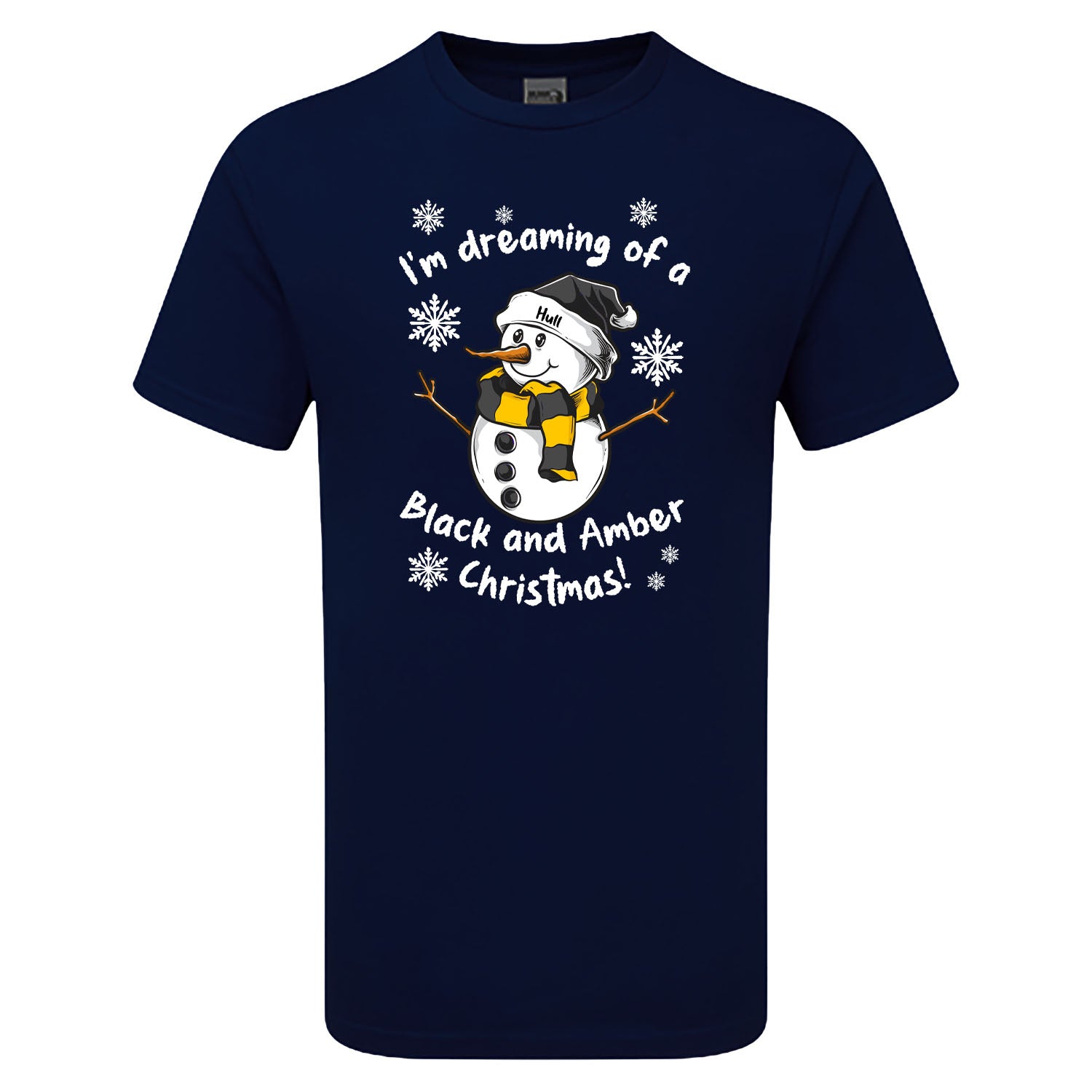 Hull Black & Amber Christmas Snowman Children's Tshirt
