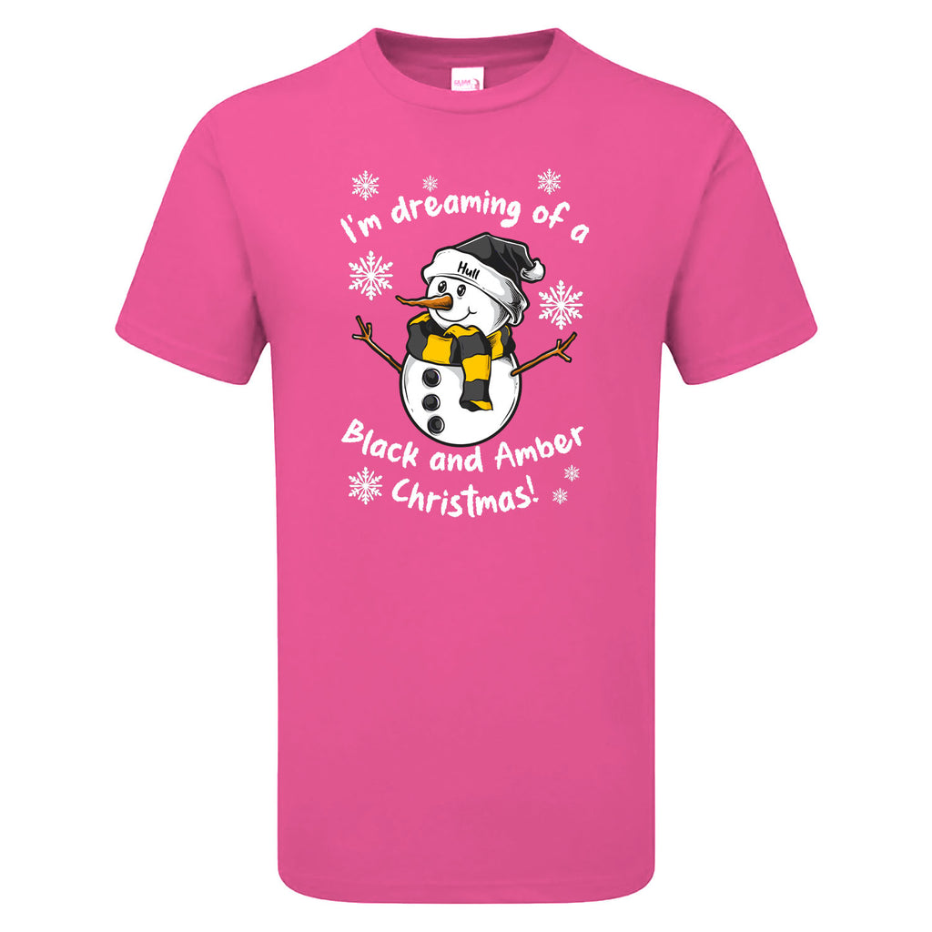 Hull Black & Amber Christmas Snowman Children's Tshirt