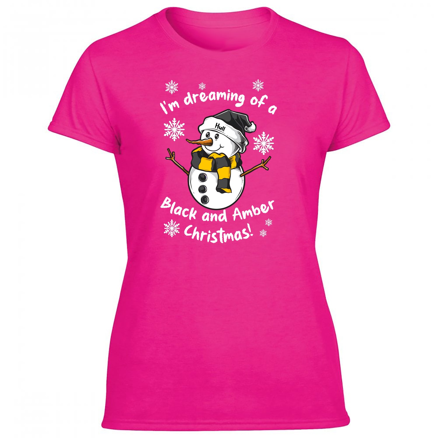 Hull Black & Amber Christmas Snowman Women's Tshirt