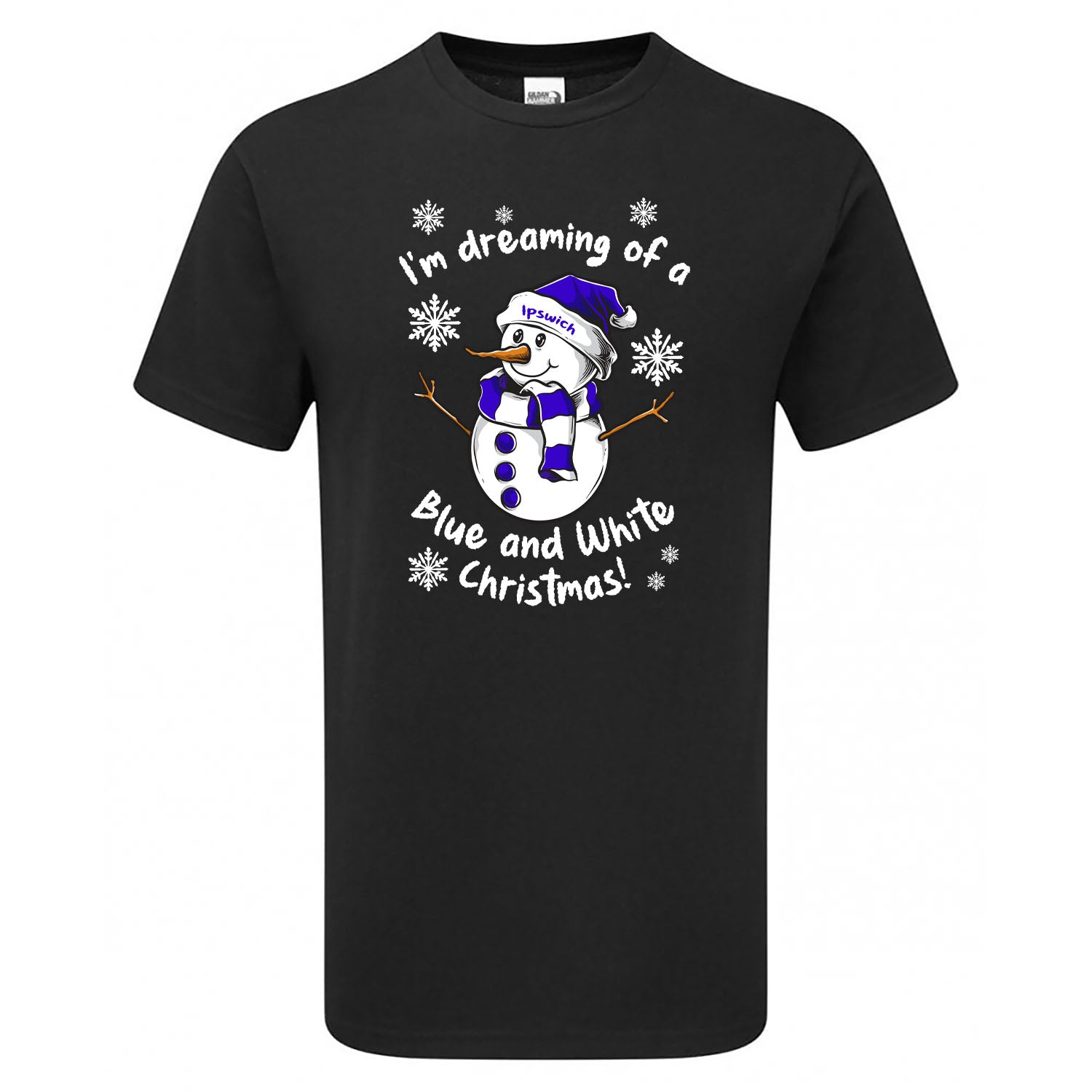 Ipswich Blue & White Christmas Snowman Children's Tshirt
