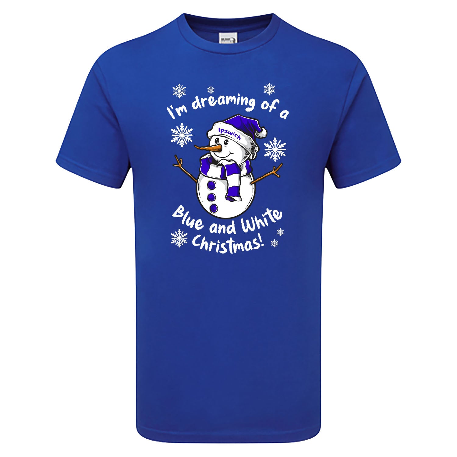 Ipswich Blue & White Christmas Snowman Children's Tshirt