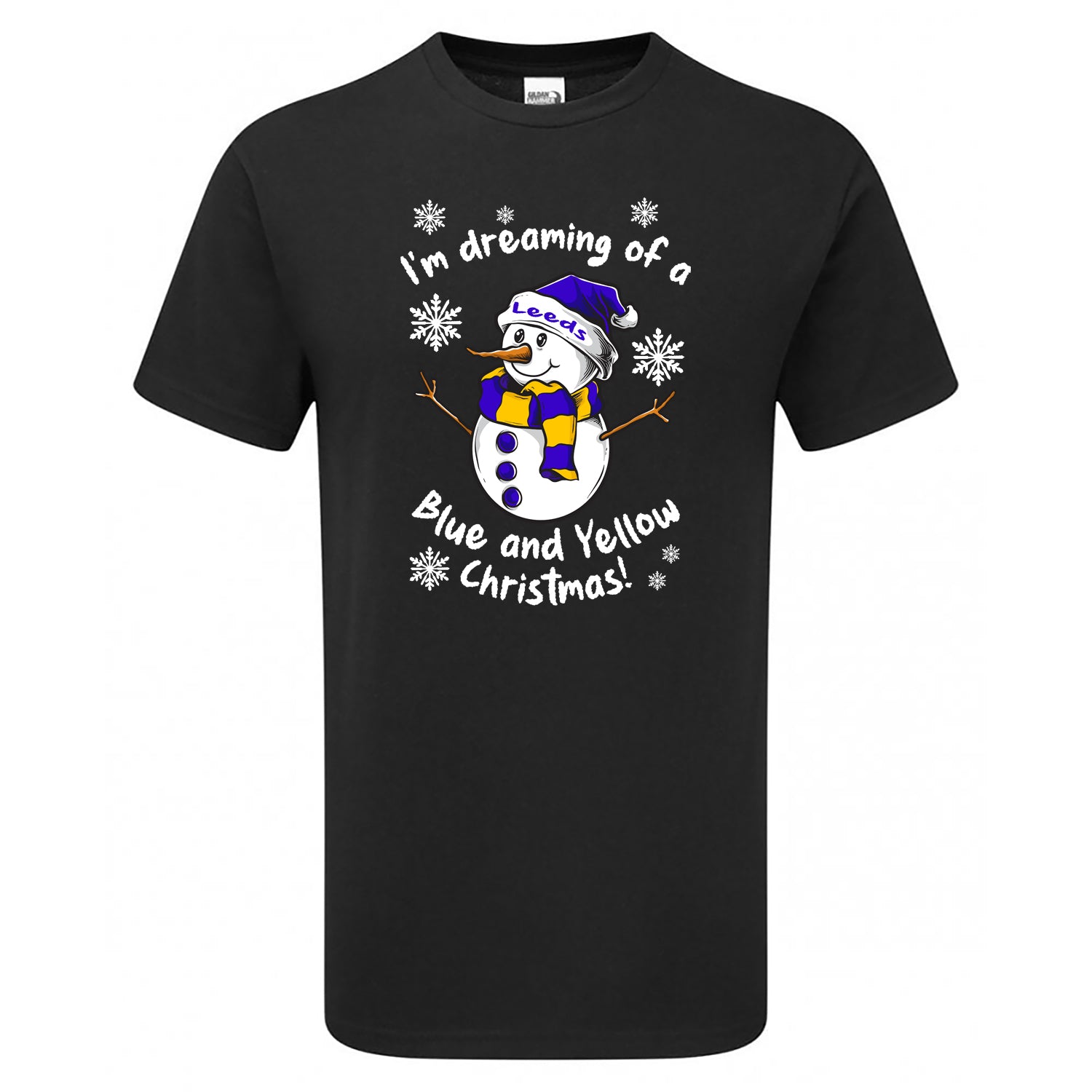 Leeds Blue & Yellow Christmas Snowman Children's Tshirt