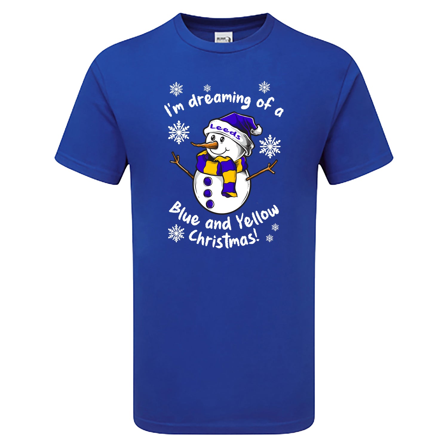 Leeds Blue & Yellow Christmas Snowman Children's Tshirt