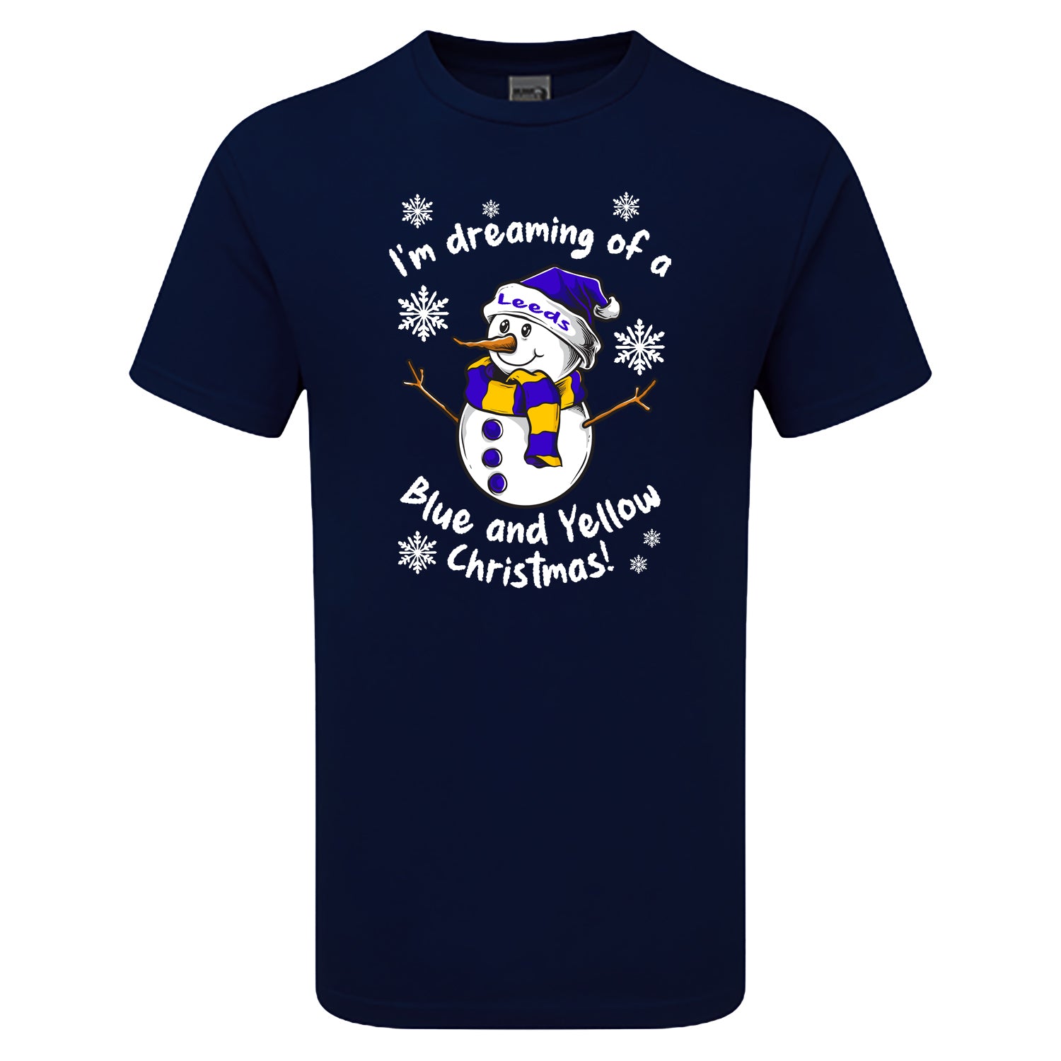 Leeds Blue & Yellow Christmas Snowman Children's Tshirt