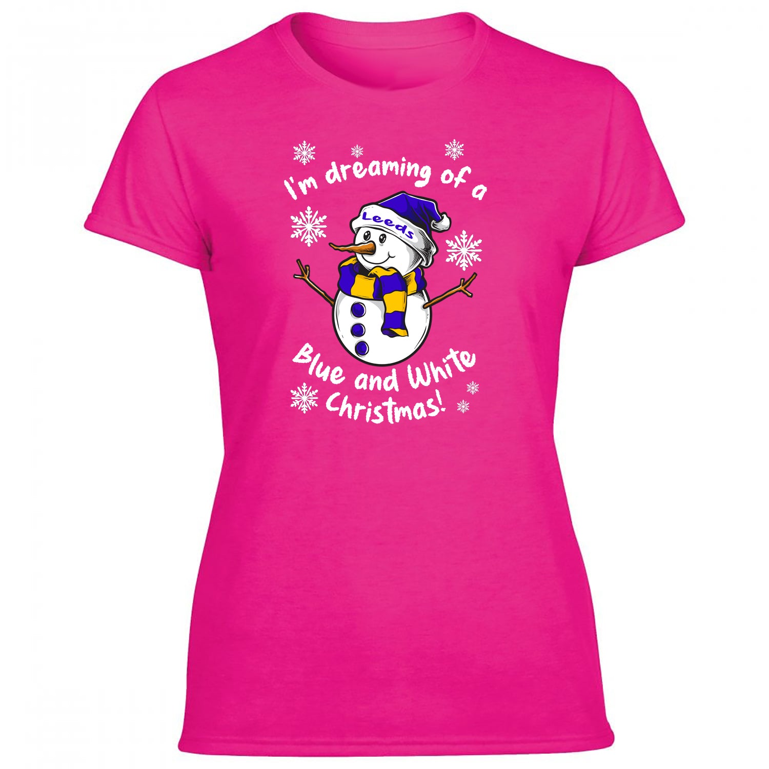 Leeds Blue & Yellow Christmas Snowman Women's Tshirt