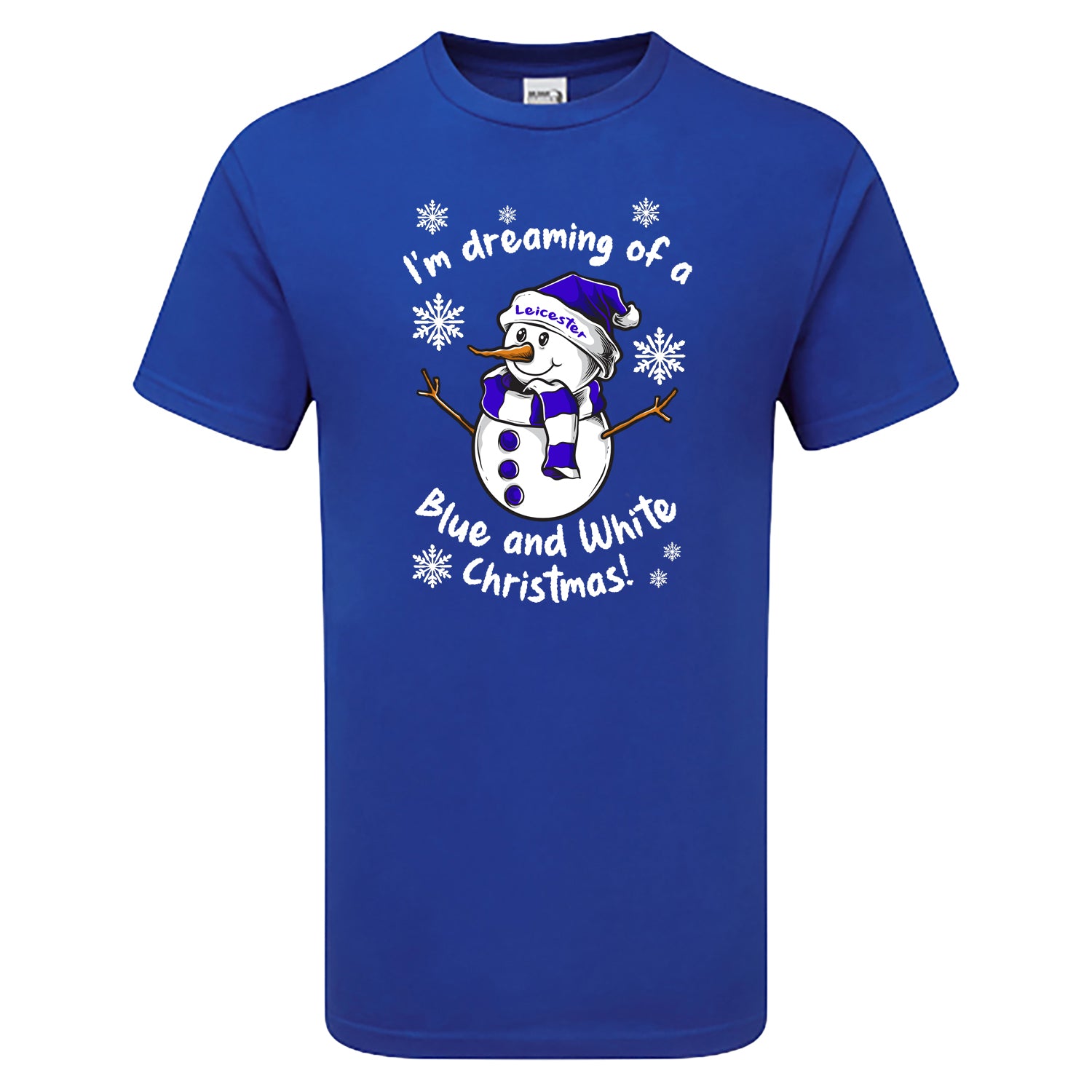 Leicester Blue & White Christmas Snowman Children's Tshirt