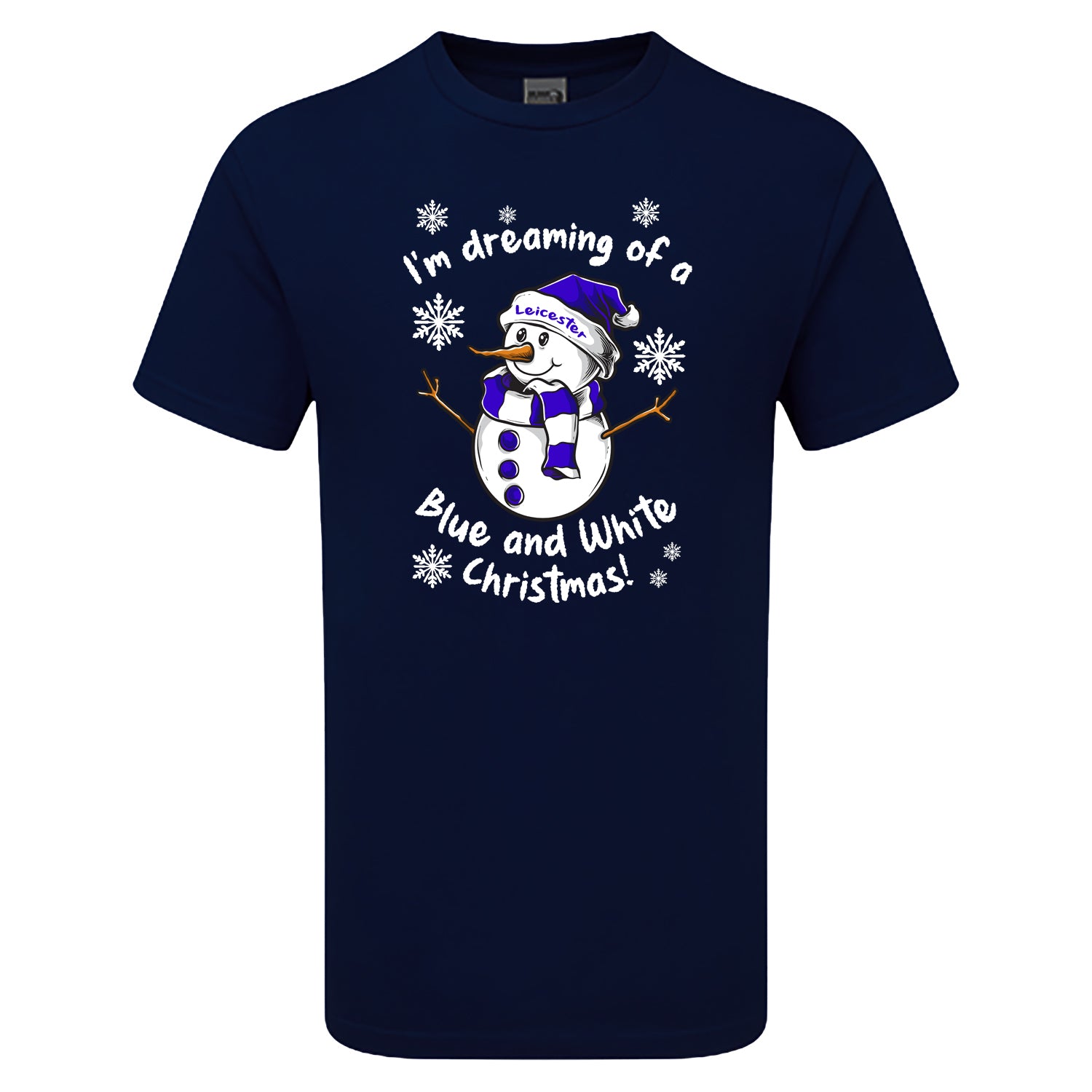 Leicester Blue & White Christmas Snowman Children's Tshirt