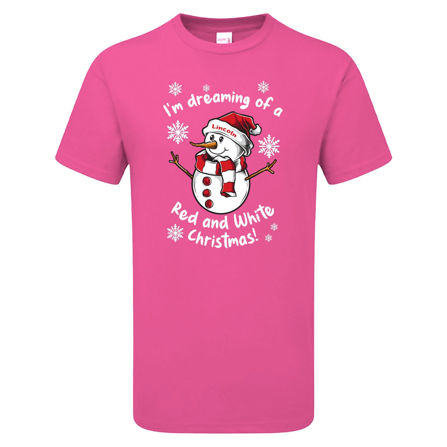 Lincoln Red & White Christmas Snowman Children's Tshirt